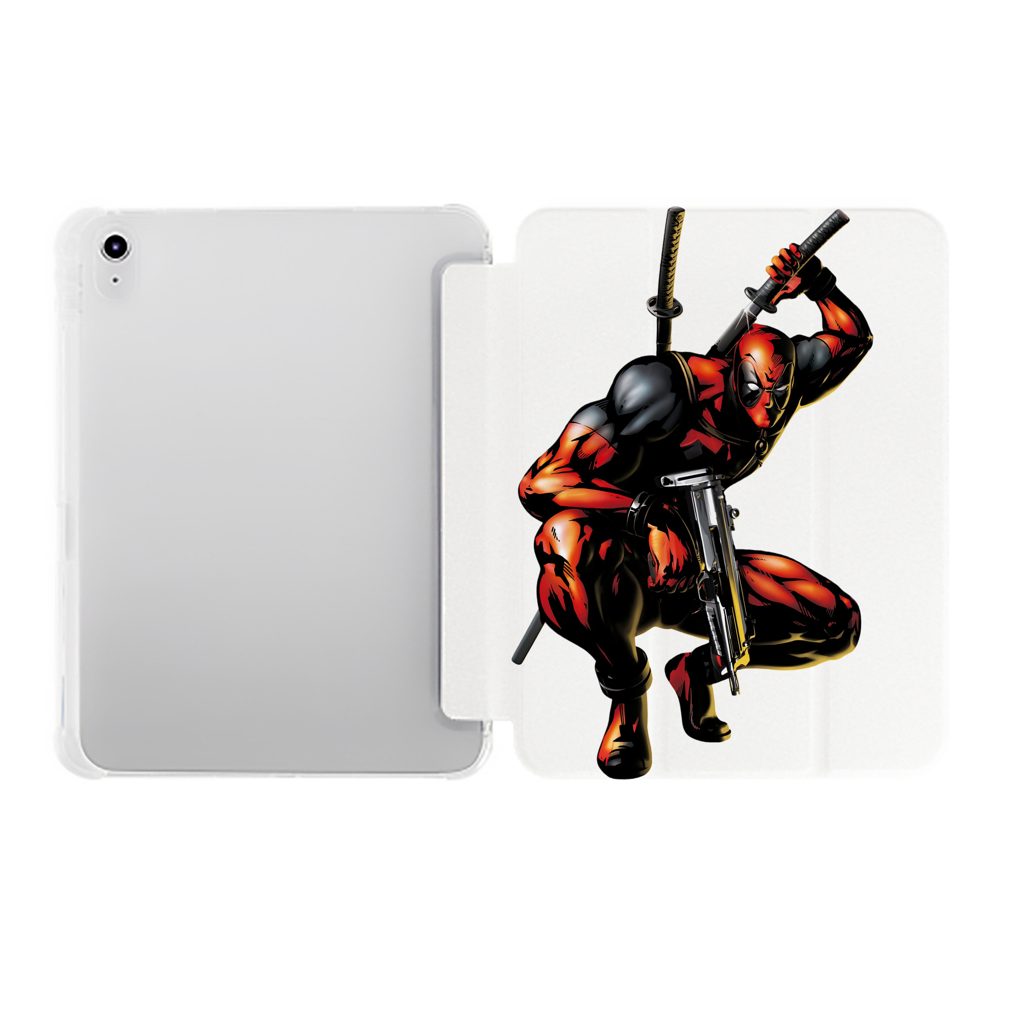 （画像用） Deadpool デッドプール IPad ケース ペン収納付き 三つ折りスタンド PUレザー×シリコン 対応機種9.5/10.5/10.9インチ